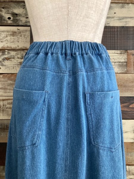 ジャージーデニムフレアスカート/バックウエスト